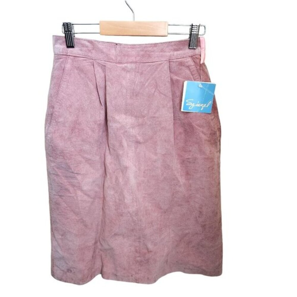 100% Leather Suede Pencil Skirt Sz 6 Blush Pink Pockets Zip Western NWT